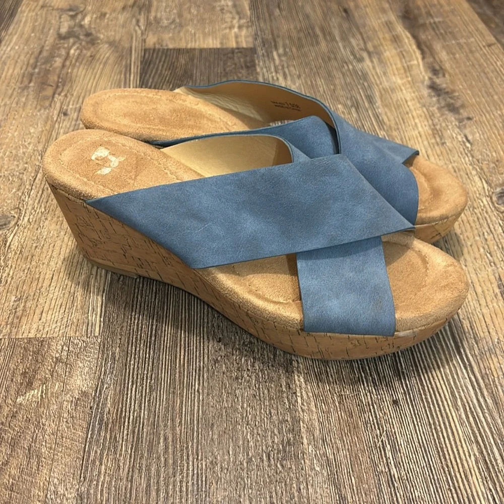 Women’s wedges‎ blue and tan